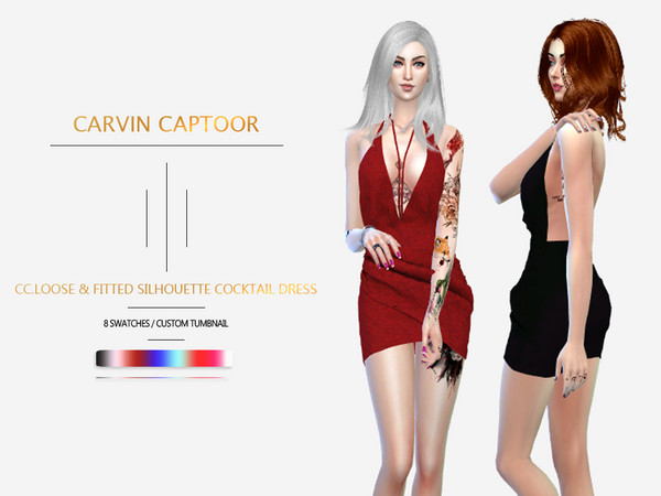 Sims 4 Loose & Fitted Silhouette Cocktail Dress by carvin captoor at TSR