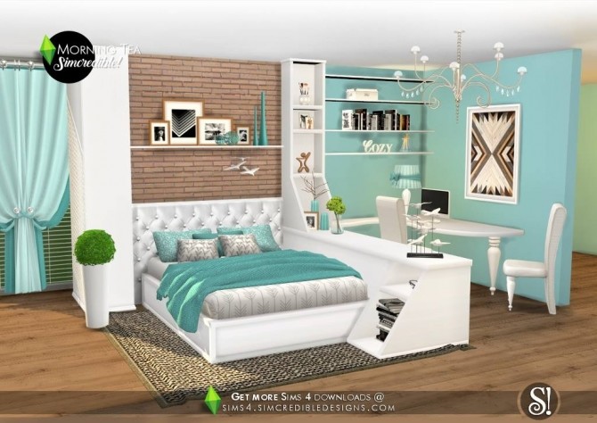 Sims 4 Morning Tea bedroom set at SIMcredible! Designs 4