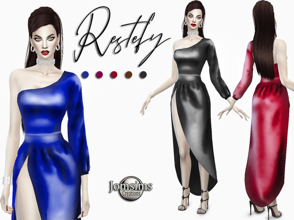 Sims 4 Restefy dress by jomsims at TSR