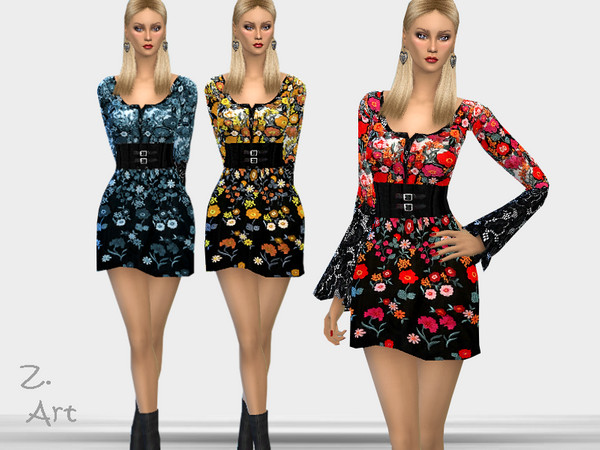 Sims 4 TrendZ 19 01 flower printed mini dress by Zuckerschnute20 at TSR