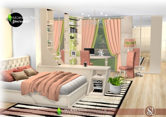 Sims 4 Morning Tea bedroom set at SIMcredible! Designs 4