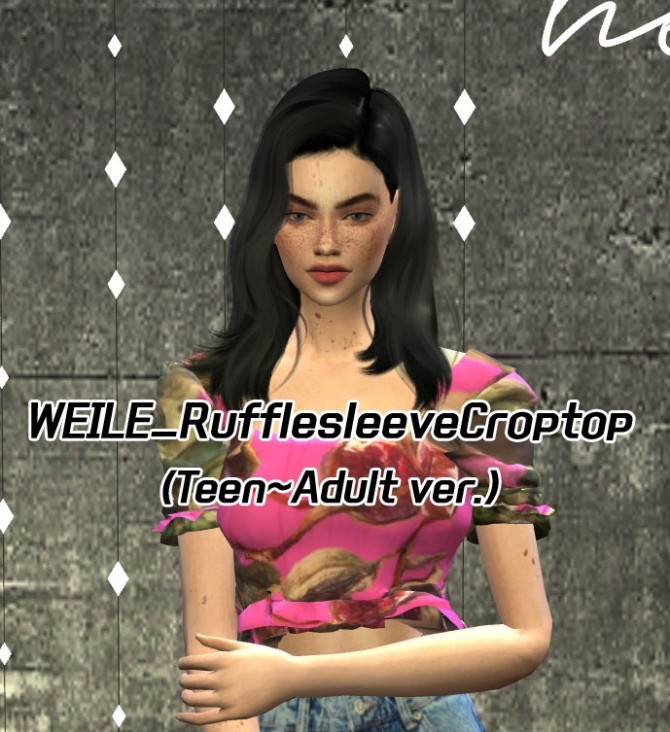 Sims 4 Ruffle Sleeve Crop Top at Weile