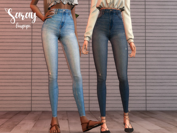 Sims 4 Saray super high waisted jeans by laupipi at TSR