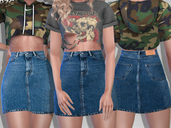 Sims 4 Guided Denim Jeans Skirt by Pinkzombiecupcakes at TSR