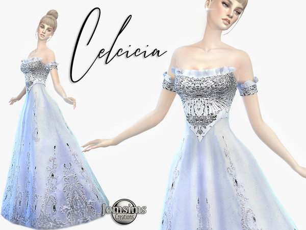 Sims 4 Celcicia dress by jomsims at TSR