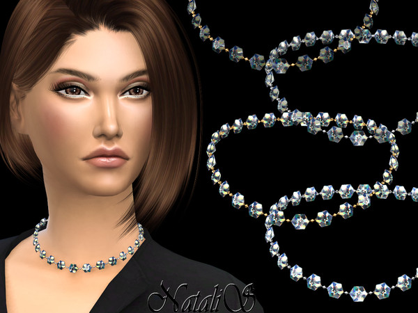 Sims 4 Multi stone short necklace by NataliS at TSR