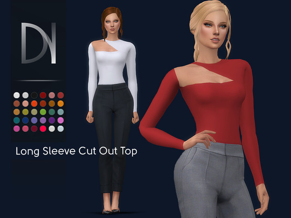 Sims 4 Long Sleeve Cut Out Bodysuit by DarkNighTt at TSR