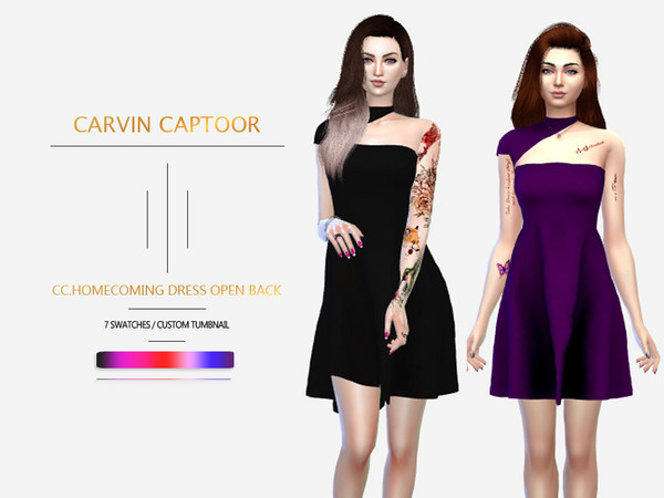 Sims 4 Homecoming Dress Open Back by carvin captoor at TSR