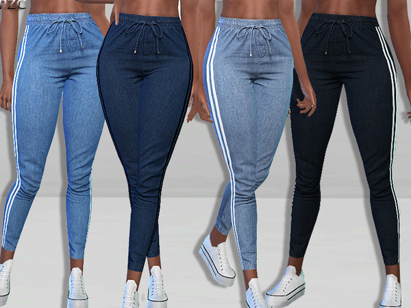 Sims 4 Denim Joggers by Pinkzombiecupcakes at TSR