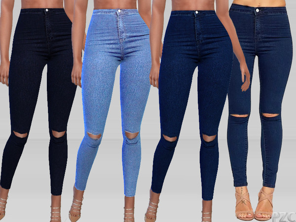 Olivia Ripped Knee High Waist Skinny Leg Jeans by Pinkzombiecupcakes at ...