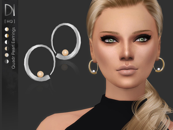 Sims 4 Quadr Pearl Earrings by DarkNighTt at TSR