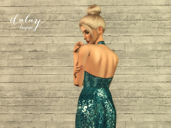 Sims 4 Dalay long embellished dress by laupipi at TSR