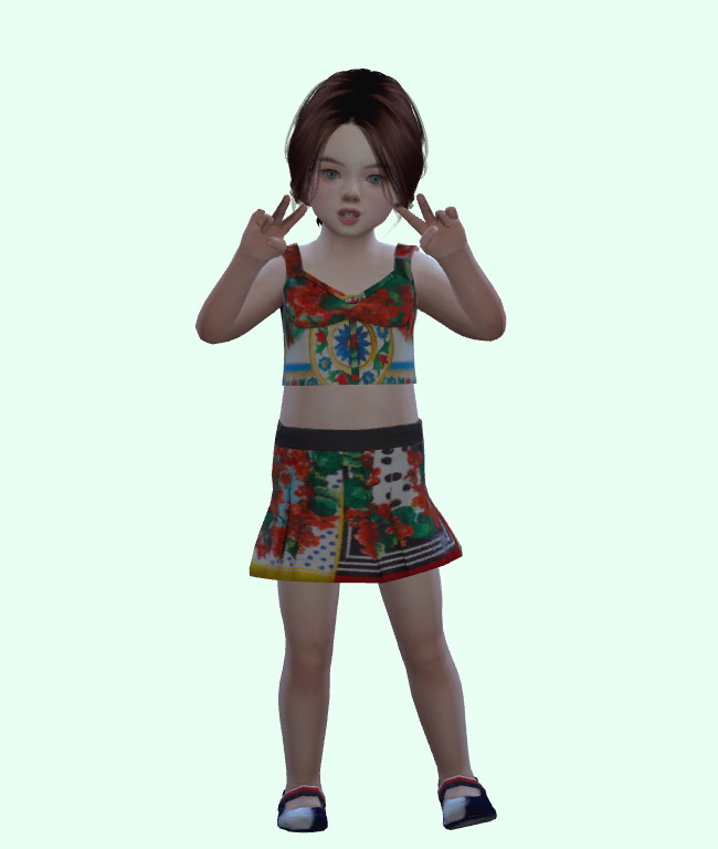 Sims 4 Top & skirt outfit at Weile