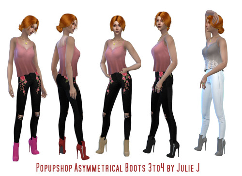 Sims 4 ThePopUpShop Asymmetrical Boots 3to4 at Julietoon – Julie J