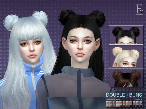 Sims 4 Double buns by S Club at TSR