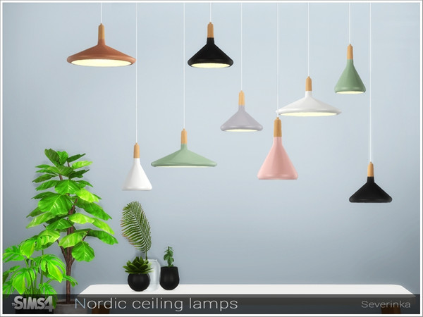 Sims 4 Nordic ceiling lamps by Severinka at TSR