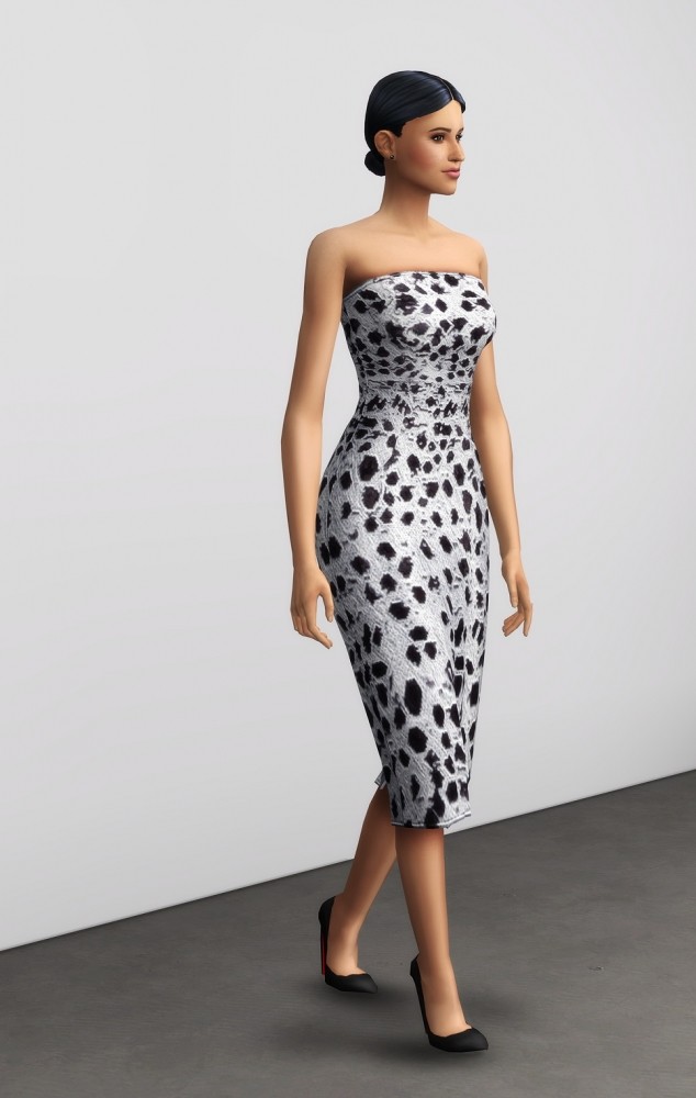 Sims 4 Strapless sequined midi dress at Rusty Nail