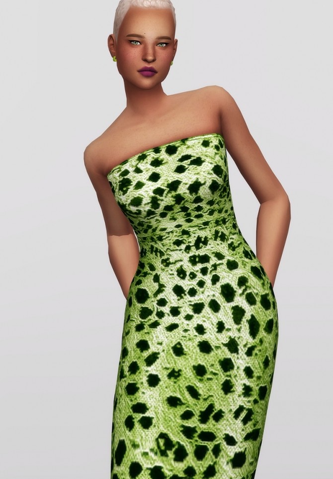 Sims 4 Strapless sequined midi dress at Rusty Nail