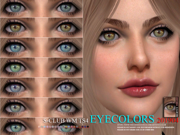 Sims 4 Eyecolors 201904 by S Club WM at TSR