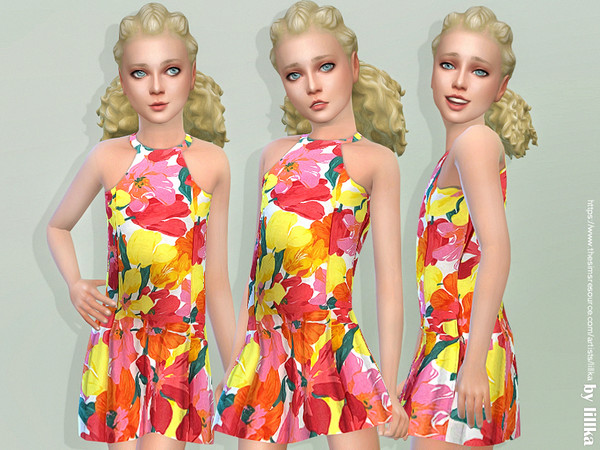 Sims 4 Poppy Dress for Girls by lillka at TSR