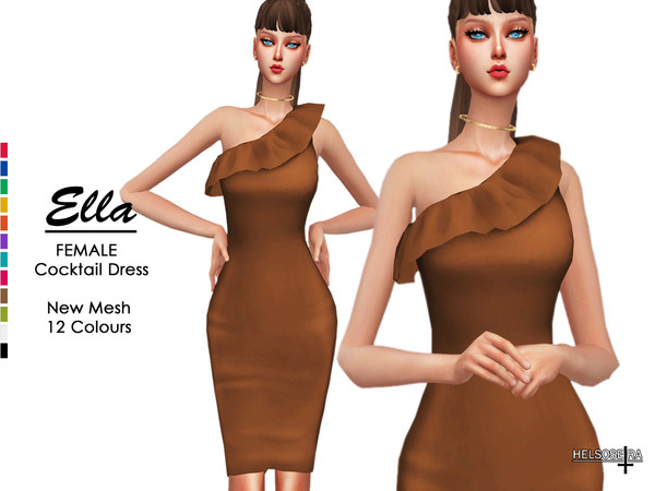 Sims 4 ELLA Cocktail Dress by Helsoseira at TSR