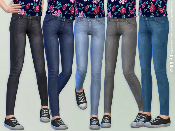 Sims 4 Skinny Jeans for Girls by lillka at TSR