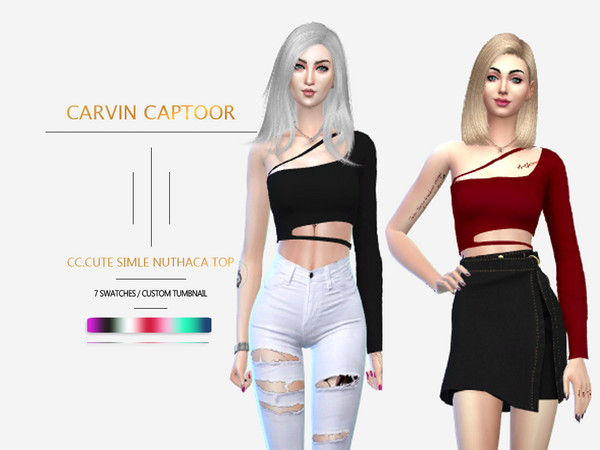 Sims 4 Cute simle nuthaca top by carvin captoor at TSR
