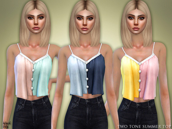 Sims 4 Two Tone Summer Top by Black Lily at TSR