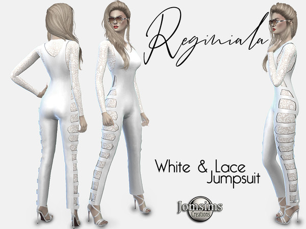 Sims 4 Reginiala white and lace jumpsuit by jomsims at TSR