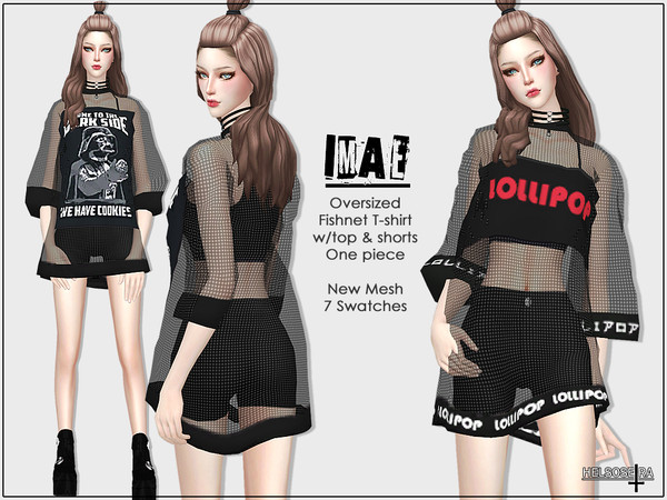 Sims 4 IMAE Oversized T Shirt One piece by Helsoseira at TSR