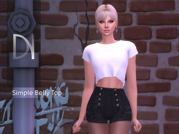 Sims 4 Simple Belly Top HQ by DarkNighTt at TSR