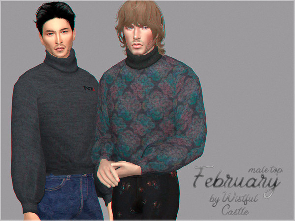 Sims 4 February male sweater by WistfulCastle at TSR