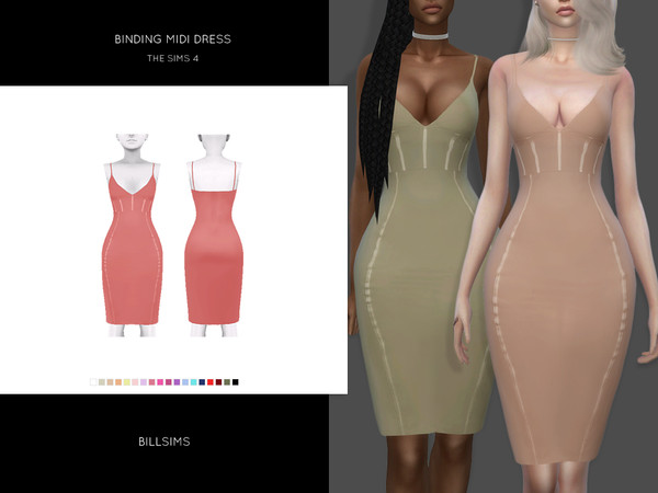 Sims 4 Binding Midi Dress by Bill Sims at TSR