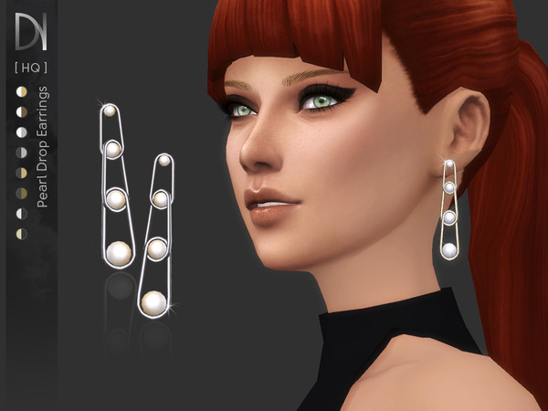 Sims 4 Pearl Drop Earrings by DarkNighTt at TSR