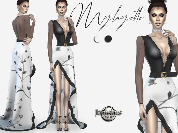 Sims 4 Mylayette dress by jomsims at TSR