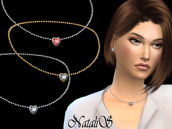 Sims 4 Heart shape crystal pendant by NataliS at TSR