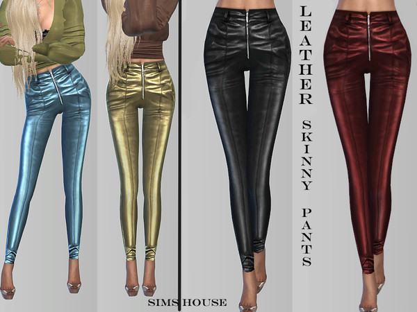 Sims 4 Leather skinny pants by Sims House at TSR