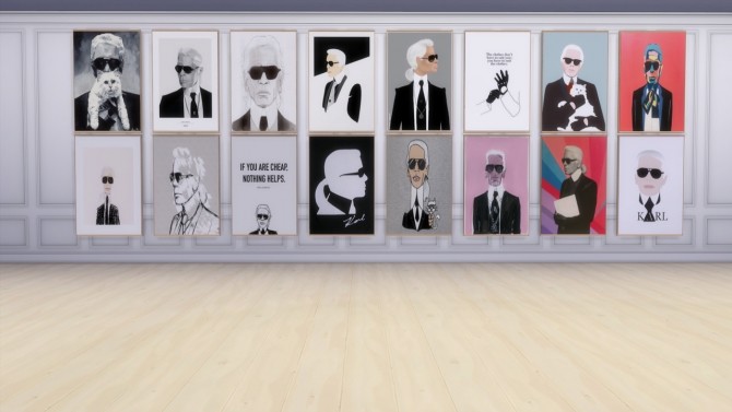Sims 4 HOMAGE TO KARL LAGERFELD PAINTINGS at Meinkatz Creations