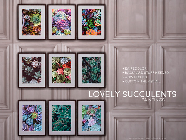 Sims 4 Lovely Succulents paintings by sugar owl at TSR