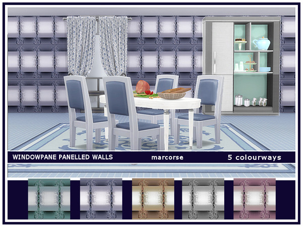 Sims 4 Windowpane Panelled Walls by marcorse at TSR