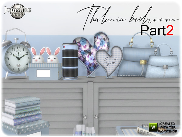 Sims 4 Thalmia bedroom part 2 deco set by jomsims at TSR