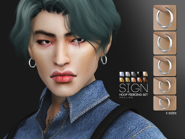 Sims 4 Sign Hoop Piercing Set by Pralinesims at TSR