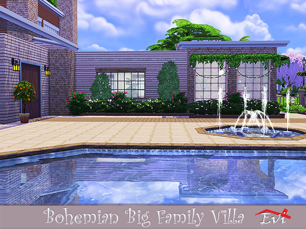 Sims 4 Bohemian big Family Villa by evi at TSR