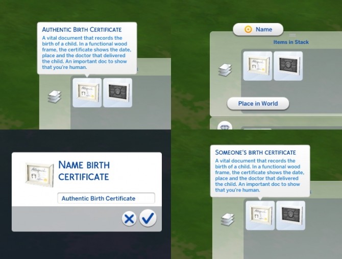 Sims 4 Name birth certificate by Szemoka at Mod The Sims