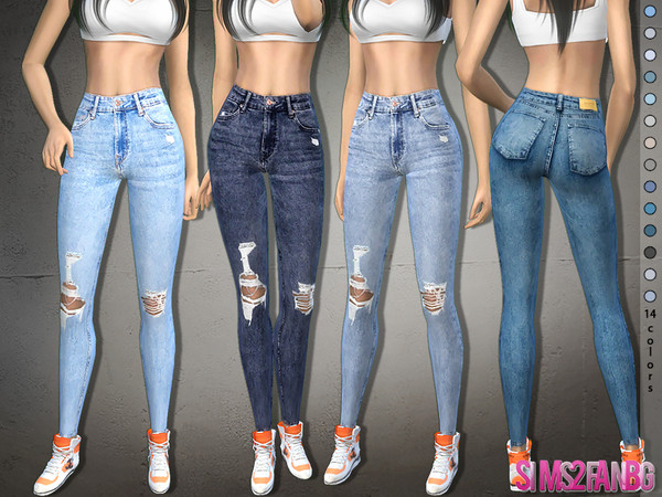 Sims 4 373 Ripped Skinny Jeans by sims2fanbg at TSR