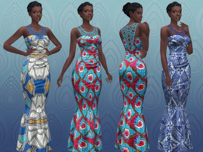 Sims 4 African formal mermaid dress by lilotea at Mod The Sims