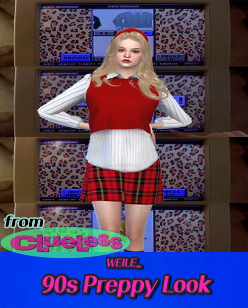 Sims 4 90s outfit preppy look from Clueless at Weile