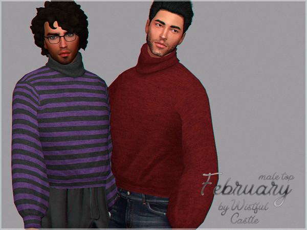 Sims 4 February male sweater by WistfulCastle at TSR
