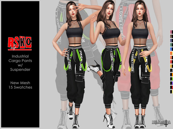 Sims 4 RSKO Suspender Cargo Pants by Helsoseira at TSR