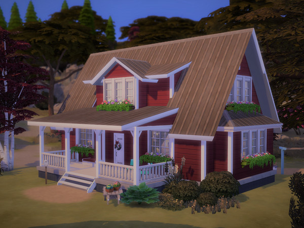 Sims 4 Red Bungalow II by Alibrandi at TSR